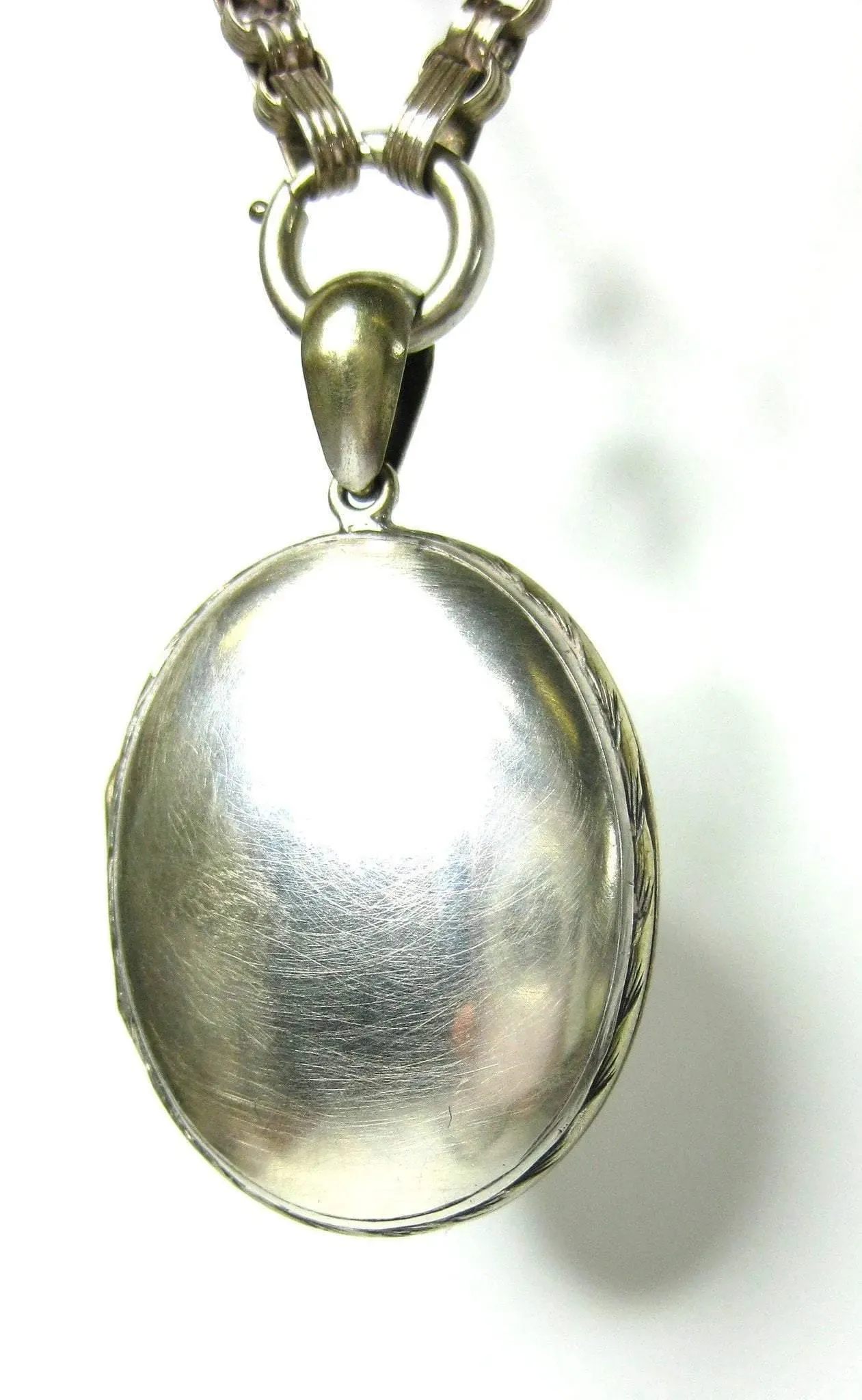 Antique Victorian Silver Locket and Collar