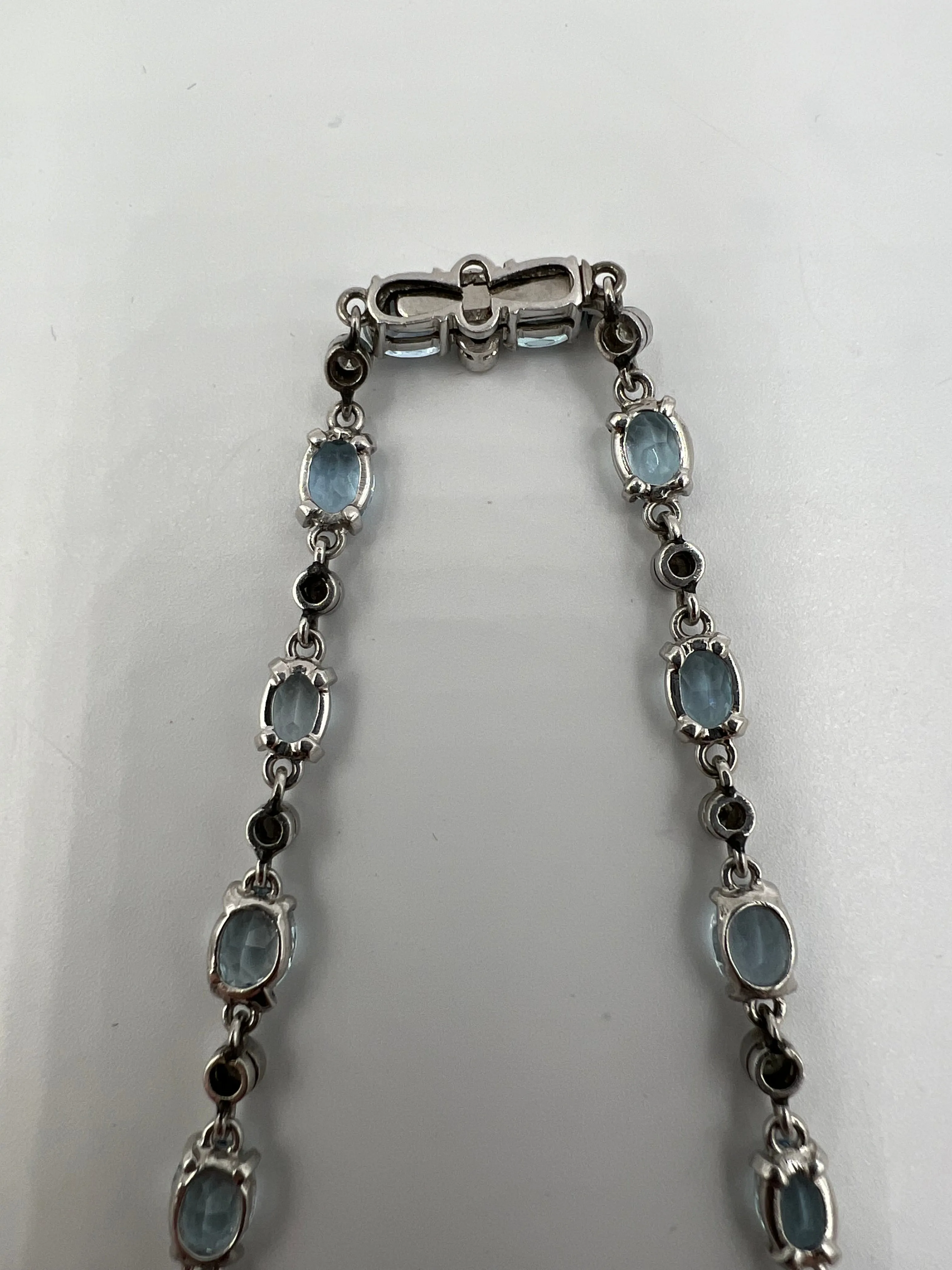 Aquamarine Diamond Platinum Fringe Necklace Circa 1950s