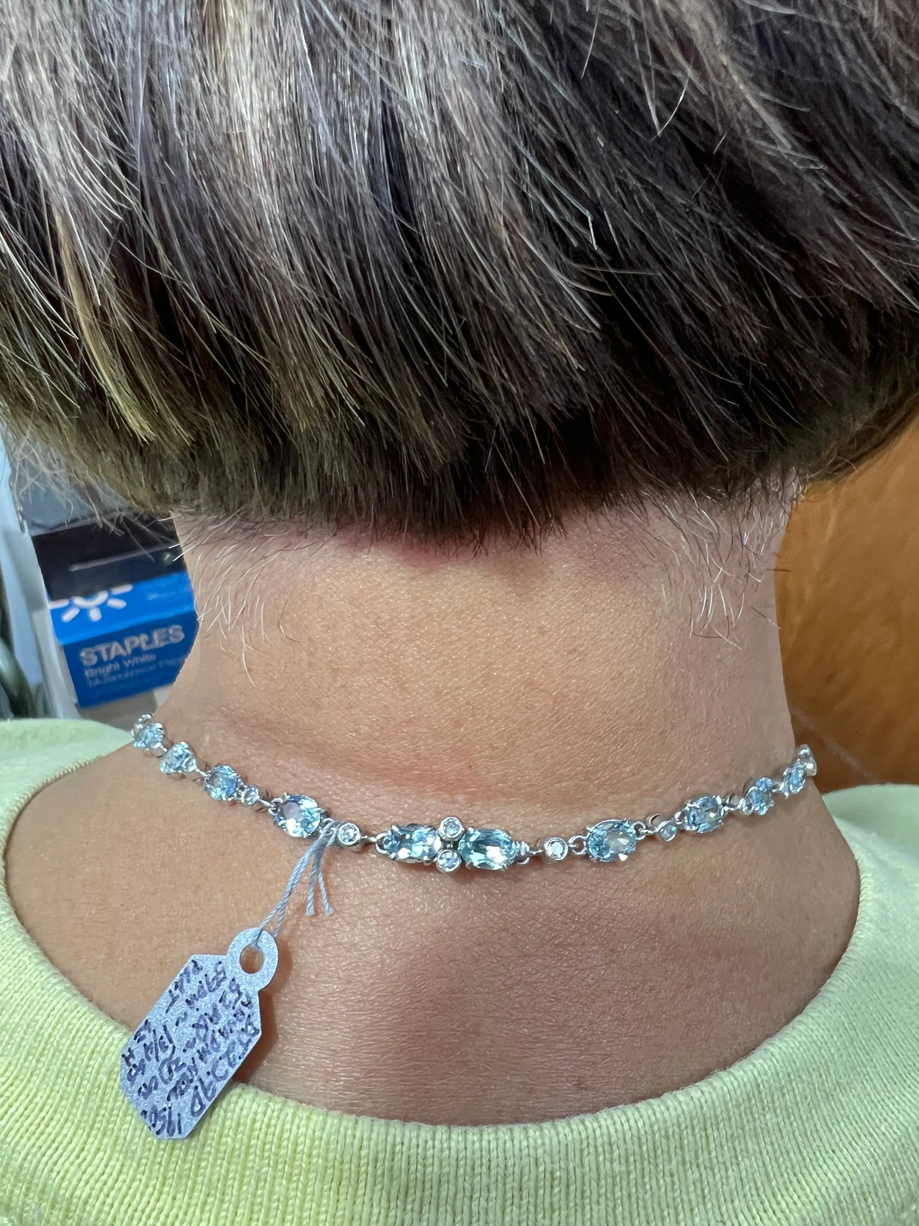 Aquamarine Diamond Platinum Fringe Necklace Circa 1950s