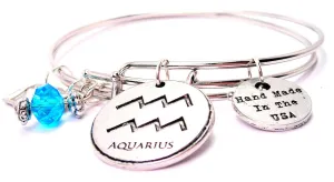 Aquarius Zodiac Expandable Bangle Bracelet Set