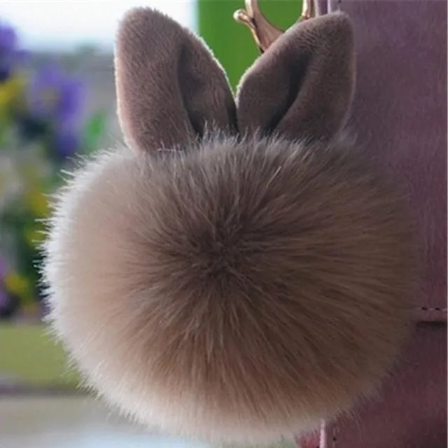 Artificial Rabbit Fur Ball Keychain Women Bag Plush Key Ring Car Key Pendant Delicate Candy Color