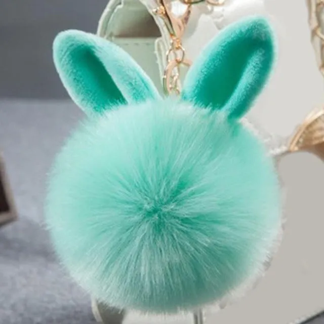 Artificial Rabbit Fur Ball Keychain Women Bag Plush Key Ring Car Key Pendant Delicate Candy Color