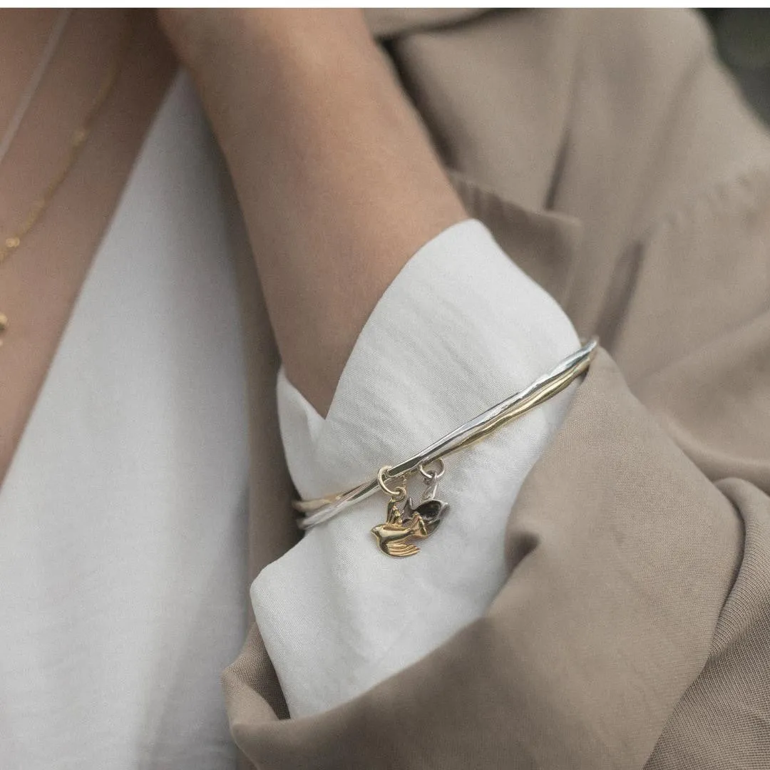 Bird Bangle | Silver - Rose Gold