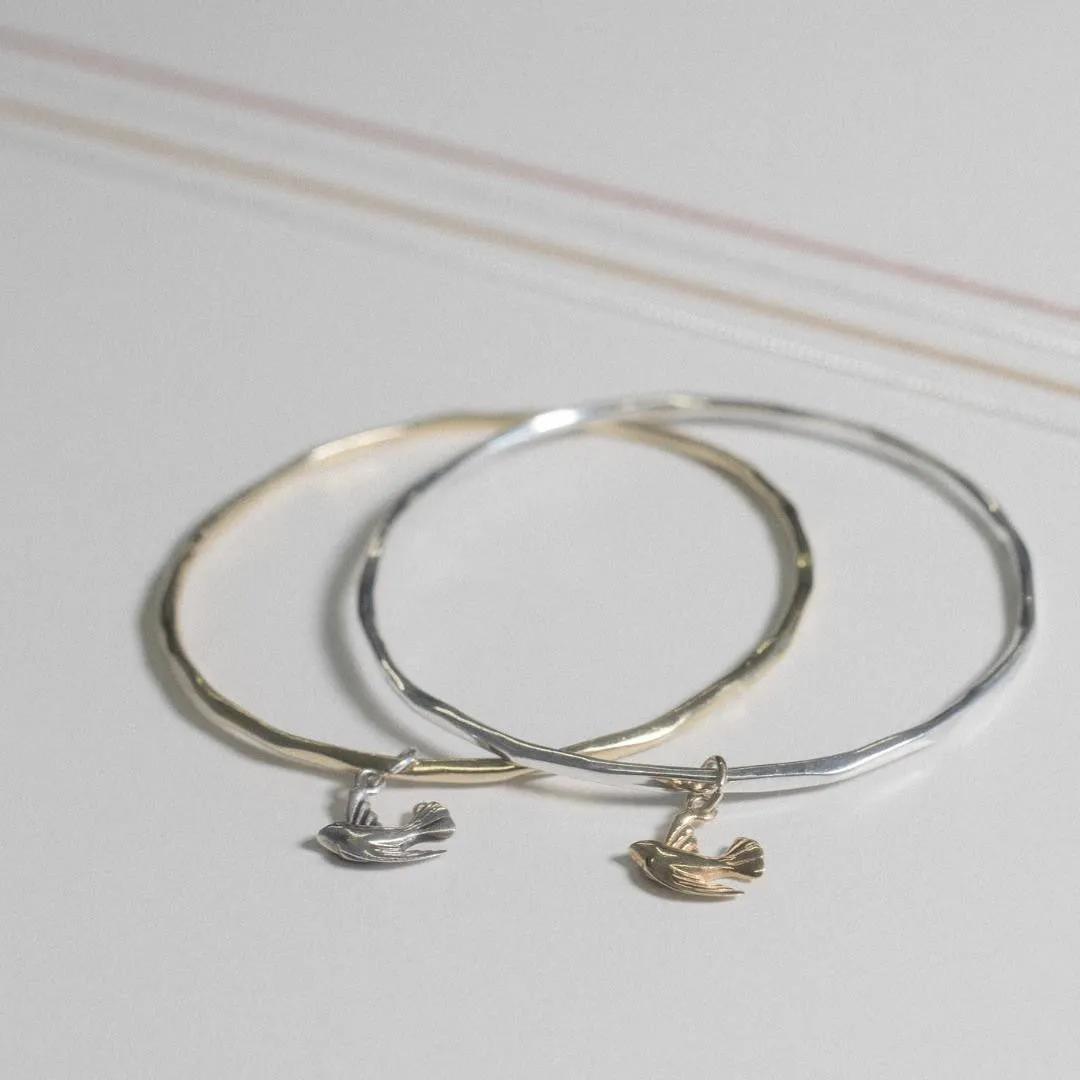 Bird Bangle | Silver - Rose Gold