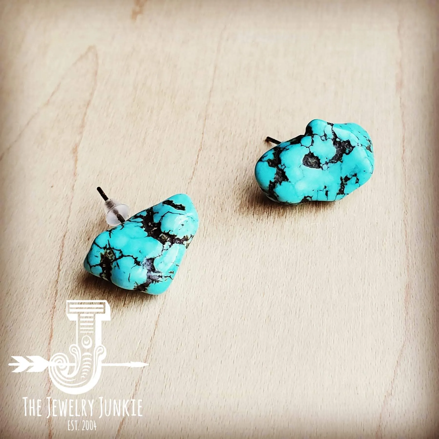 Blue Turquoise Stud Earrings 205f