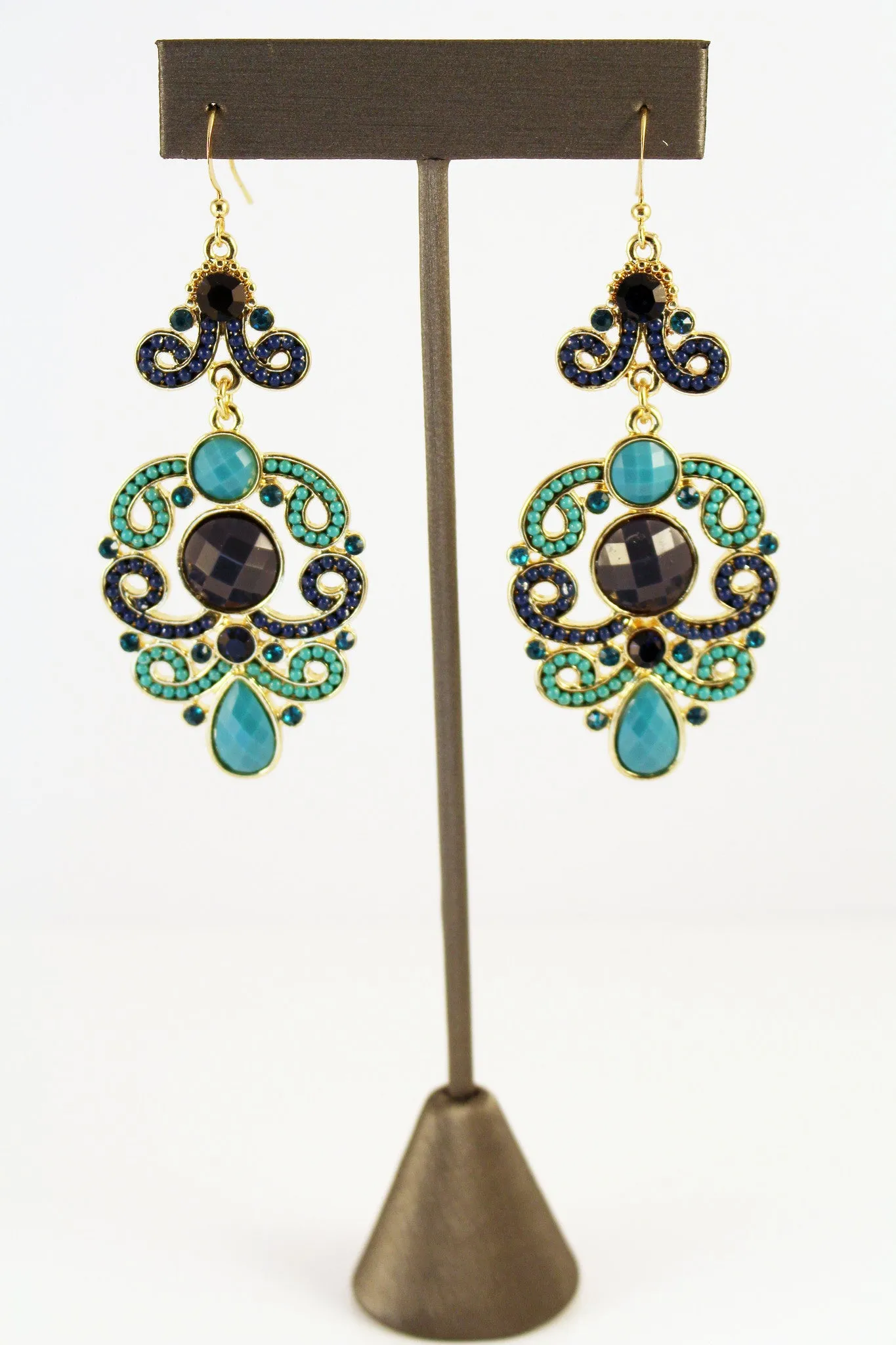 Bohemian, Multi-Color Blue Chandelier Earrings