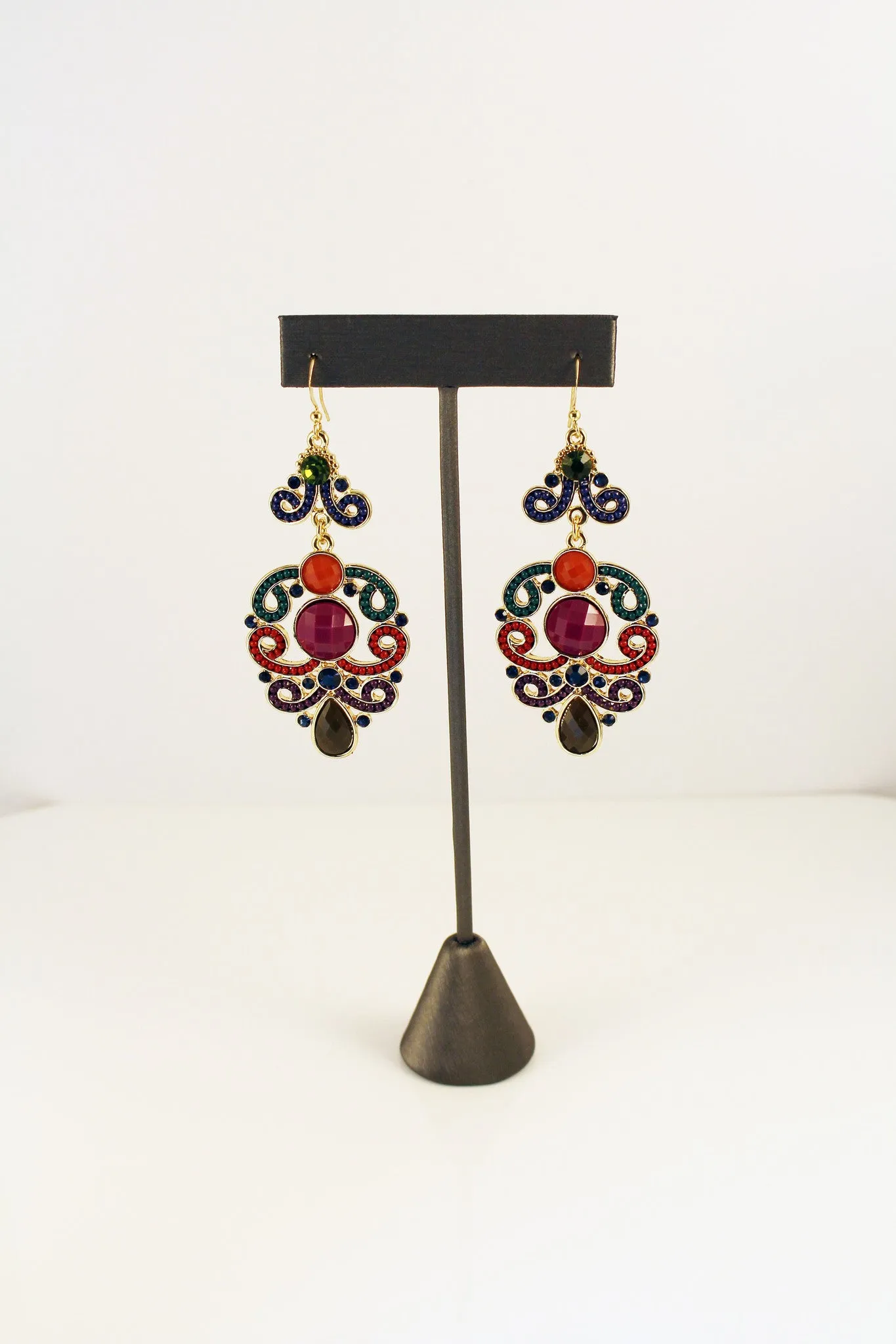 Bohemian, Multi-Color Green Chandelier Earrings