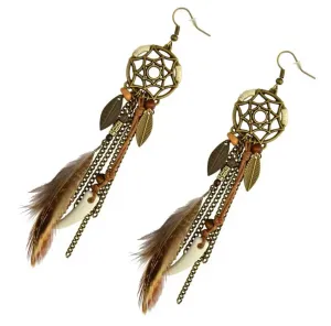 Boho Tassel Feather Earrings