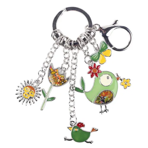 Bonsny 2016 Enamel Alloy Fish Chicken Marvel Alloy Key Chain For Women Girl Bag Keychain Charm Pendant Jewelry Aceessorie