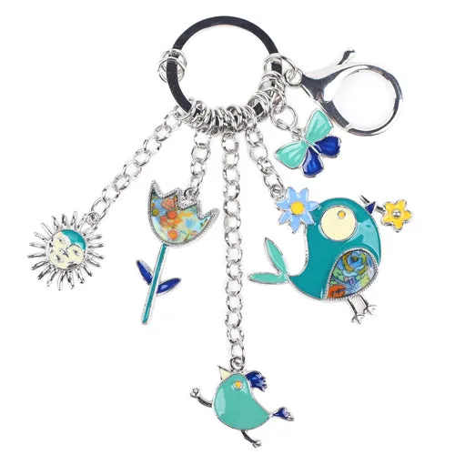 Bonsny 2016 Enamel Alloy Fish Chicken Marvel Alloy Key Chain For Women Girl Bag Keychain Charm Pendant Jewelry Aceessorie