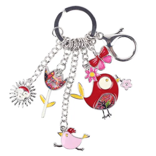 Bonsny 2016 Enamel Alloy Fish Chicken Marvel Alloy Key Chain For Women Girl Bag Keychain Charm Pendant Jewelry Aceessorie