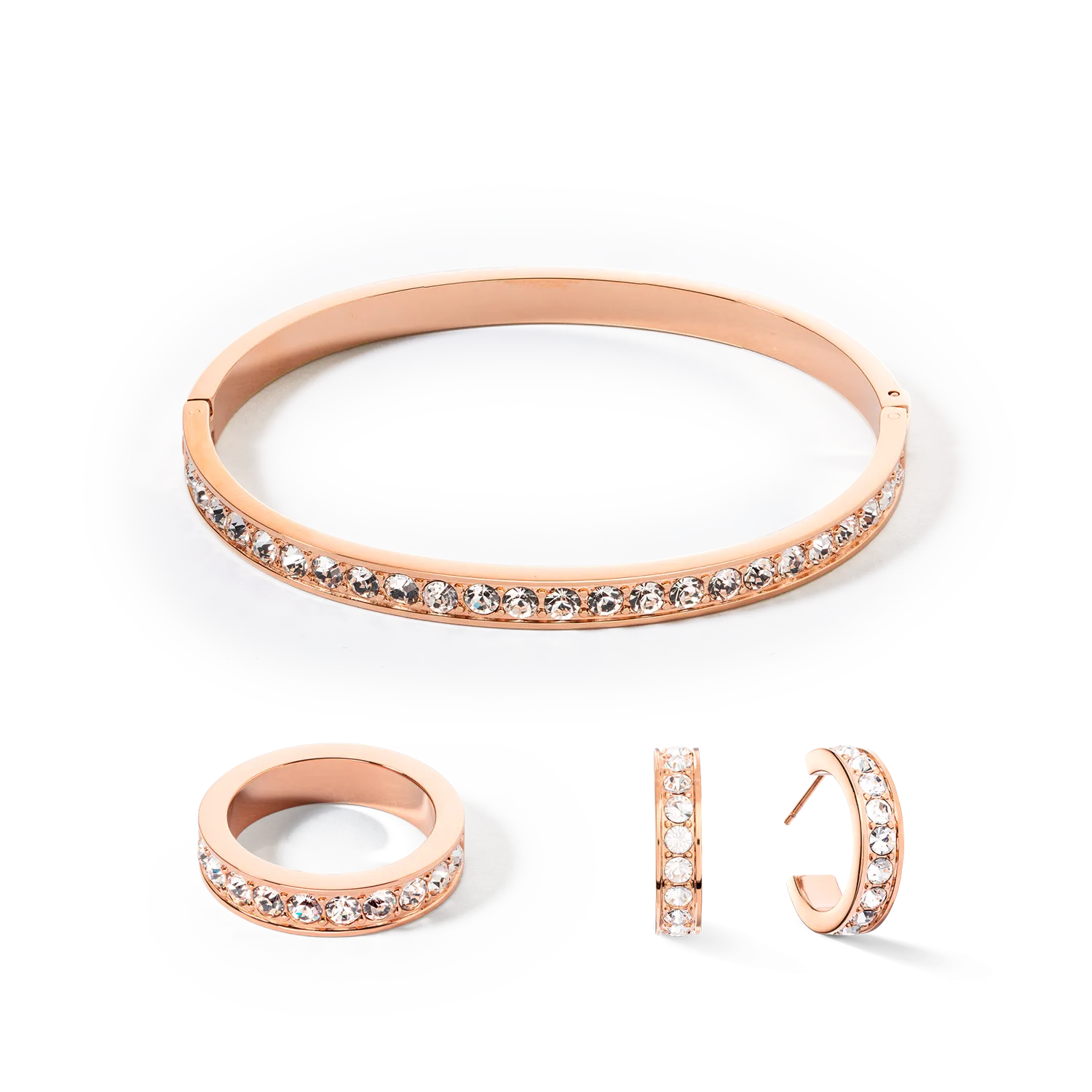 Bracelet stainless steel & crystals rose gold crystal (size 17 cm)