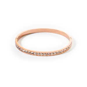 Bracelet stainless steel & crystals rose gold crystal (size 17 cm)