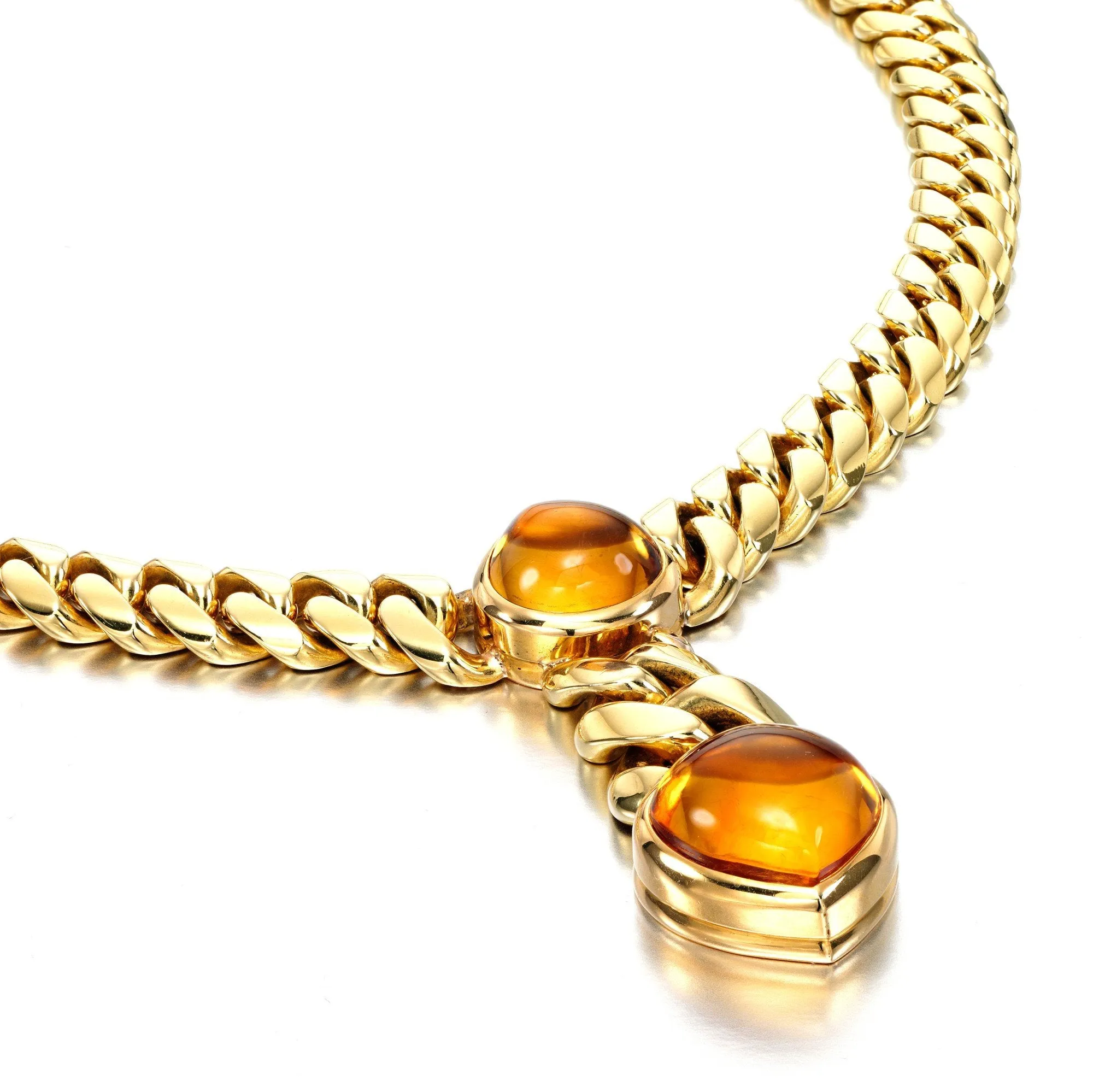 Bulgari Vintage Citrine 18k Yellow Gold Curb Link Necklace