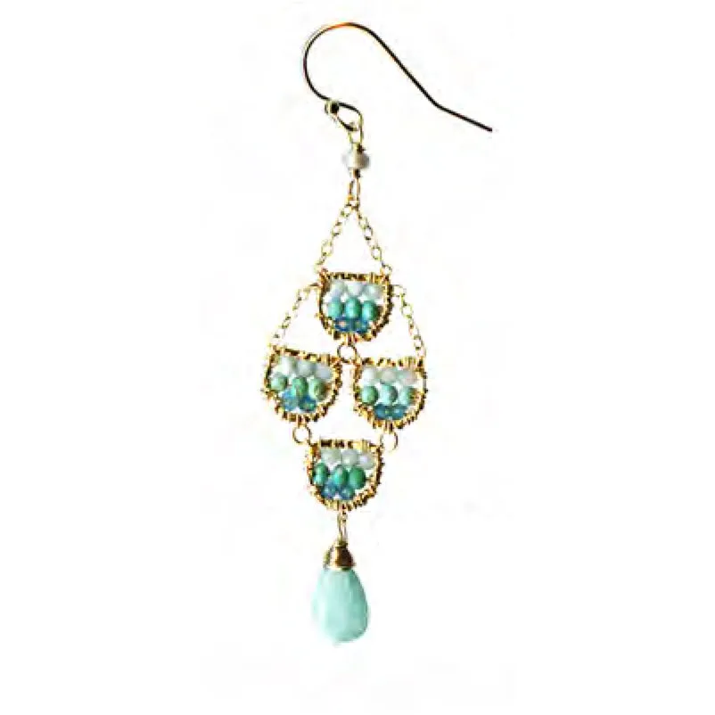 Capri Earrings 4629 B with Larimar Turquoise and Apatite by Michelle Pressler