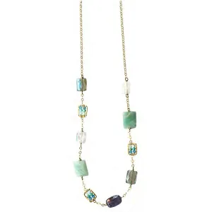 Capri Necklace 4701 F with Larimar Turquoise Apatite Labradorite Moonstone Kyanite Dark and Light Amazonite by Michelle Pressler