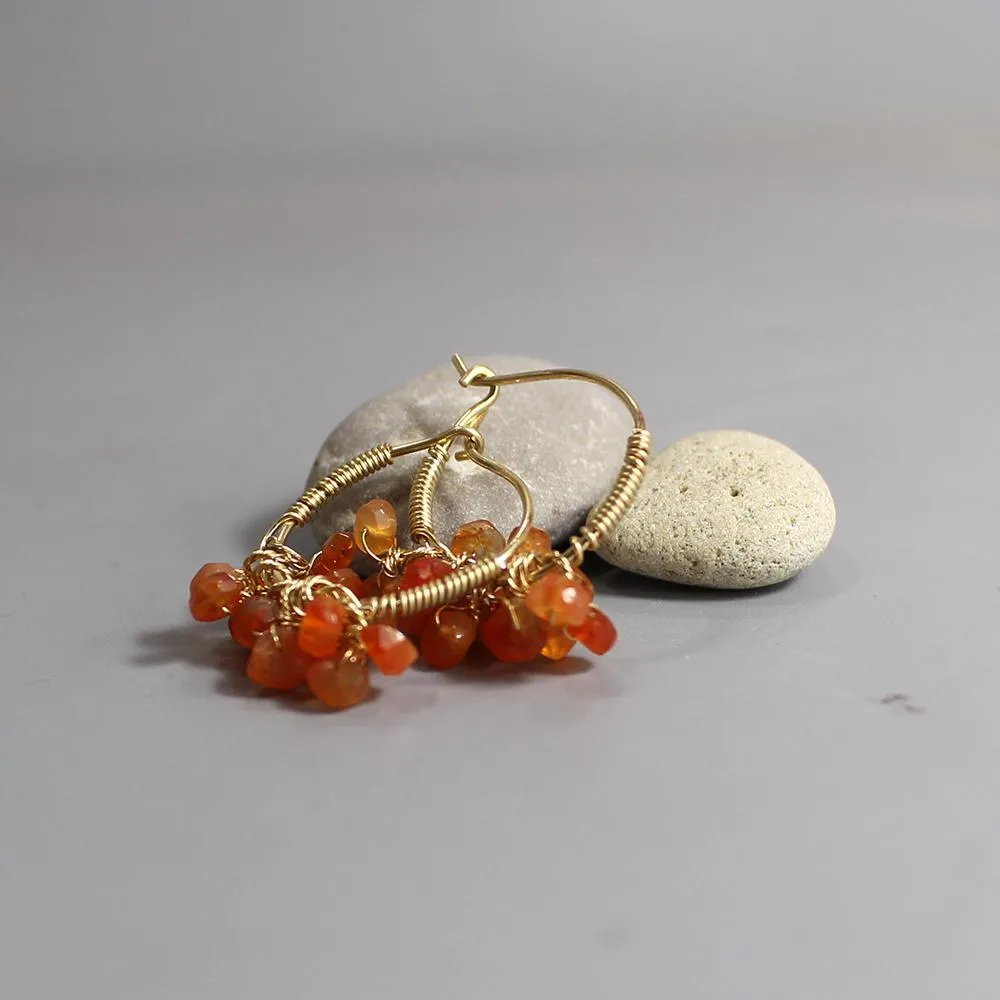 Carnelian Bouquet Hoop Earrings