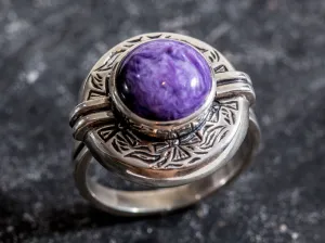 Charoite Ring - Egyptian Ring - Purple Statement Ring