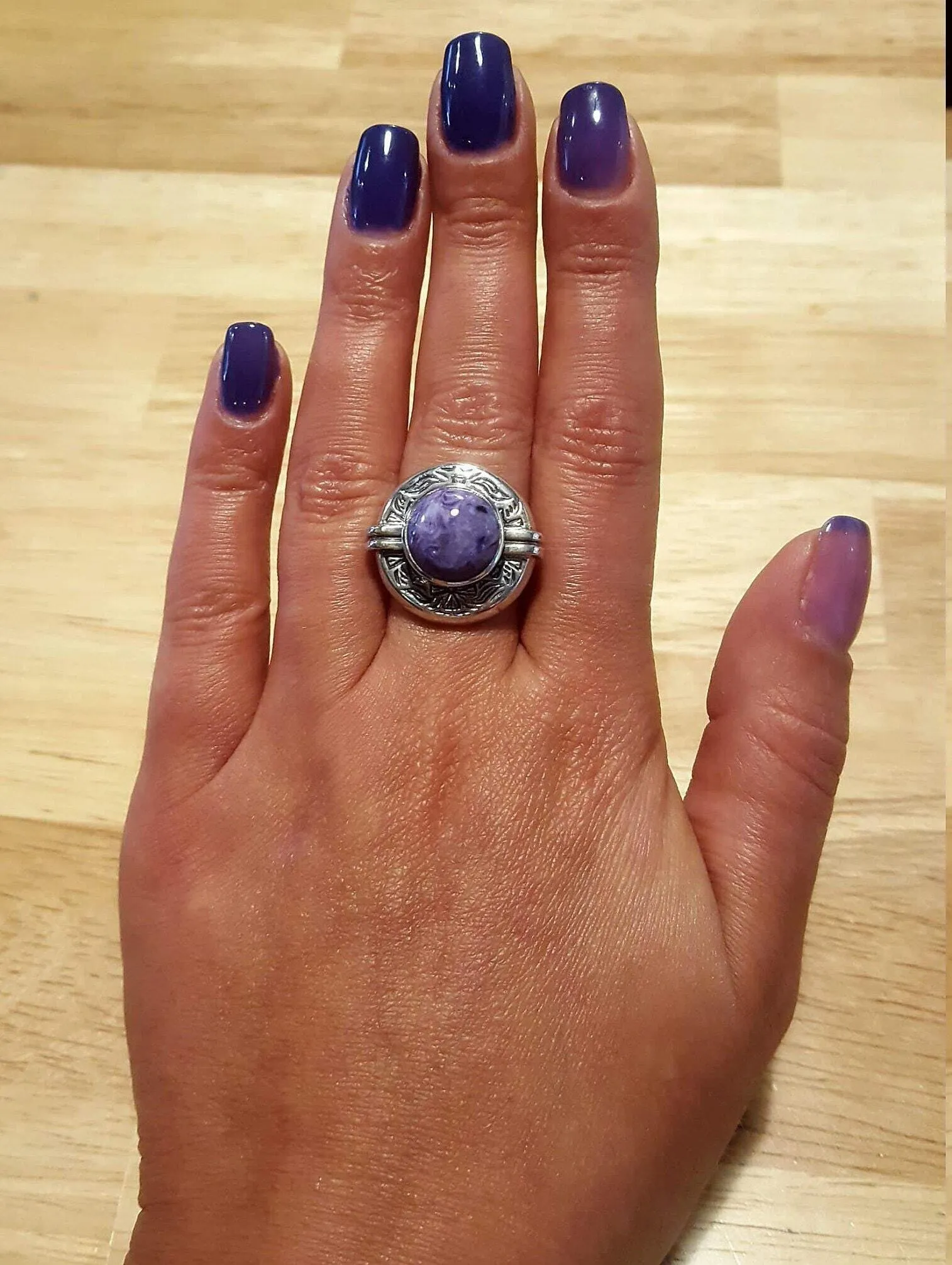 Charoite Ring - Egyptian Ring - Purple Statement Ring