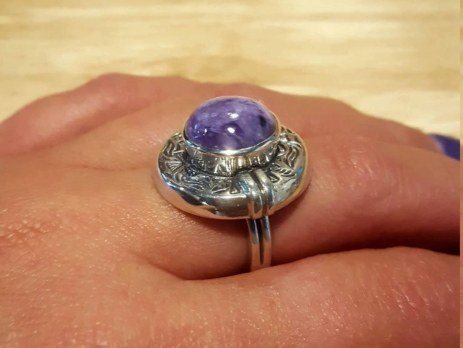 Charoite Ring - Egyptian Ring - Purple Statement Ring