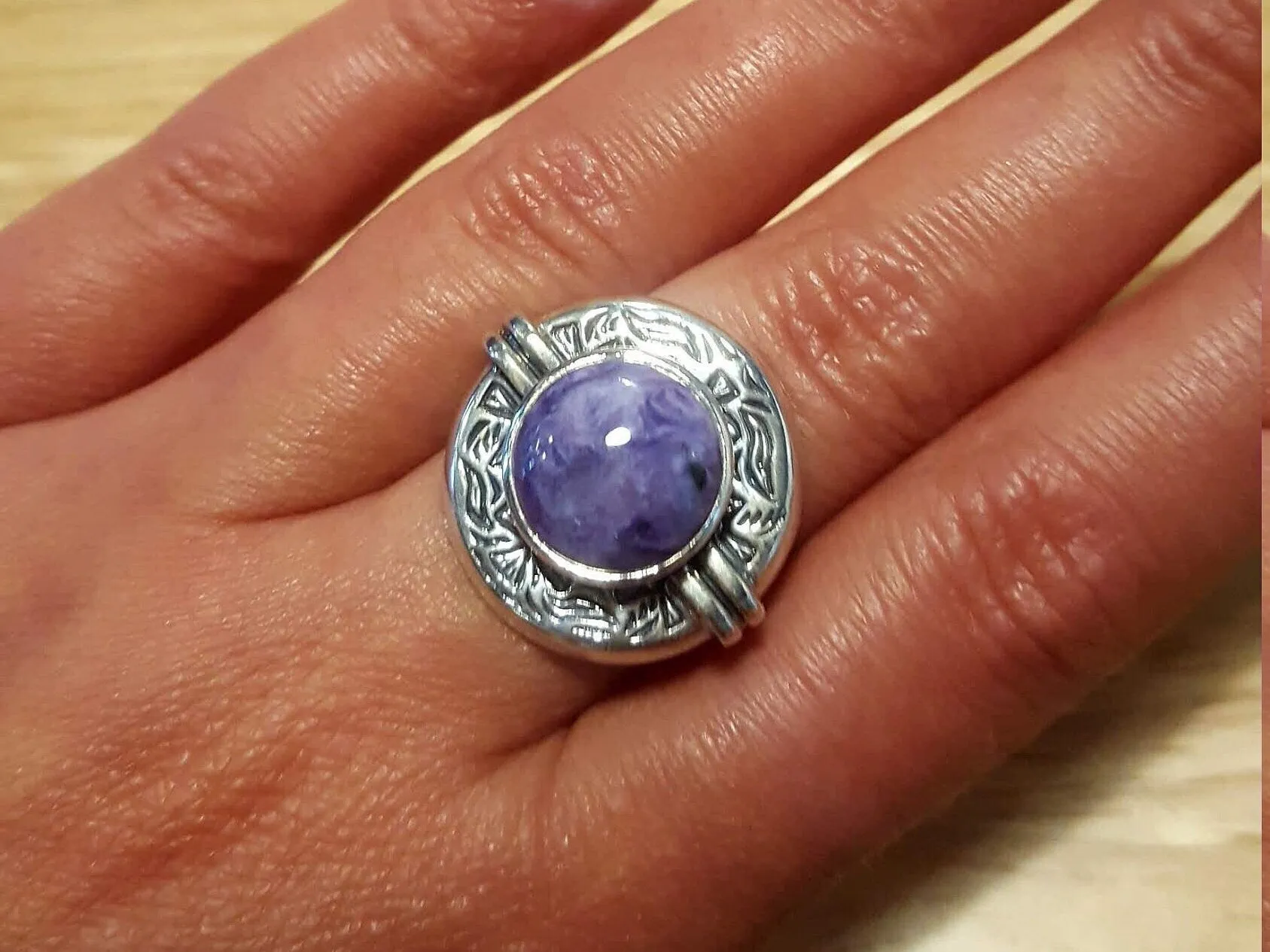 Charoite Ring - Egyptian Ring - Purple Statement Ring