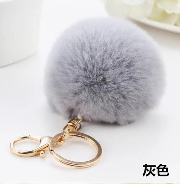 CHICDREAM Wholesale Fashion Chaveiro Keychain Fur Pom Pom Key Chain Real Rabbit Hair Bag Car Ornaments Fur Ball Pendants Trinket