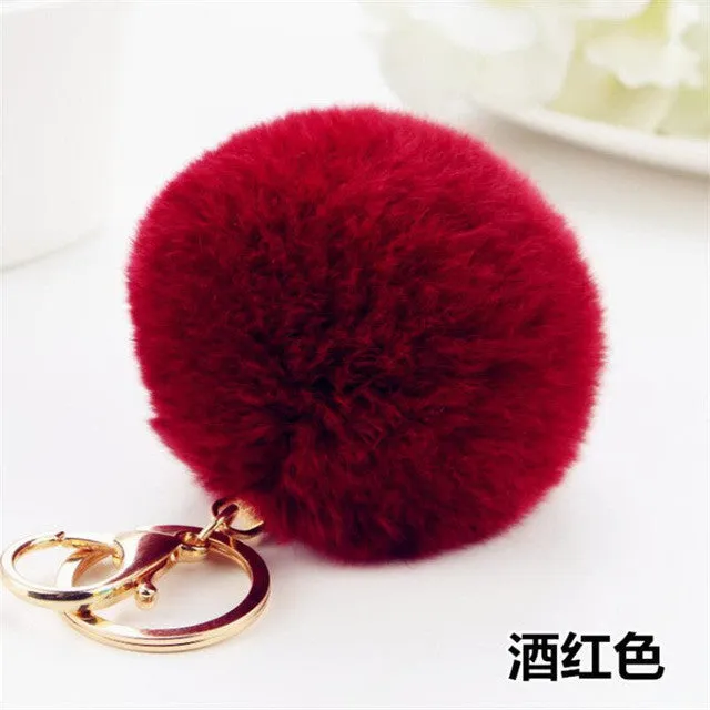 CHICDREAM Wholesale Fashion Chaveiro Keychain Fur Pom Pom Key Chain Real Rabbit Hair Bag Car Ornaments Fur Ball Pendants Trinket