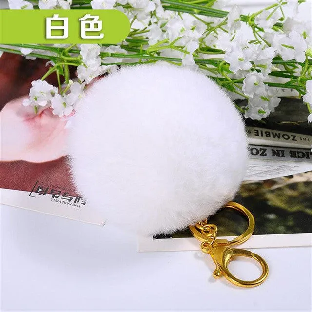 CHICDREAM Wholesale Fashion Chaveiro Keychain Fur Pom Pom Key Chain Real Rabbit Hair Bag Car Ornaments Fur Ball Pendants Trinket