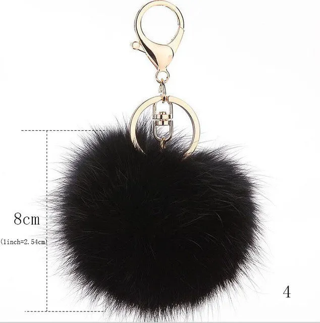 CHICDREAM Wholesale Fashion Chaveiro Keychain Fur Pom Pom Key Chain Real Rabbit Hair Bag Car Ornaments Fur Ball Pendants Trinket