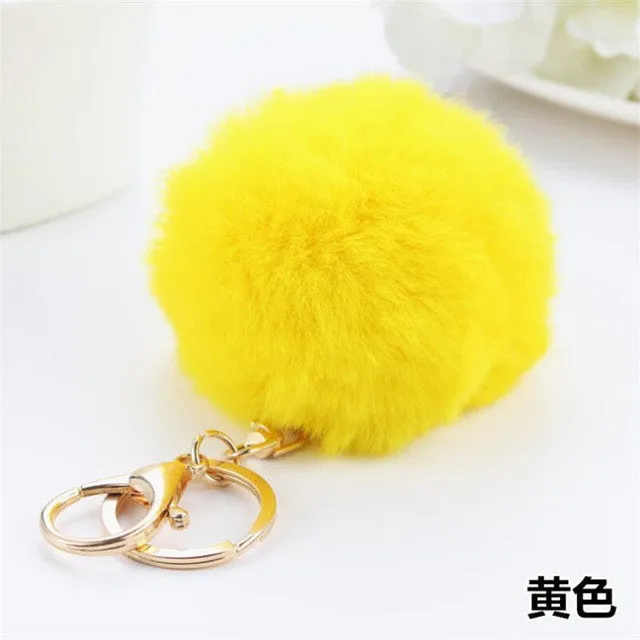 CHICDREAM Wholesale Fashion Chaveiro Keychain Fur Pom Pom Key Chain Real Rabbit Hair Bag Car Ornaments Fur Ball Pendants Trinket