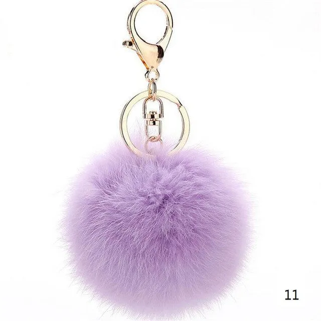 CHICDREAM Wholesale Fashion Chaveiro Keychain Fur Pom Pom Key Chain Real Rabbit Hair Bag Car Ornaments Fur Ball Pendants Trinket