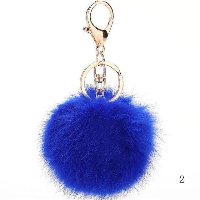 CHICDREAM Wholesale Fashion Chaveiro Keychain Fur Pom Pom Key Chain Real Rabbit Hair Bag Car Ornaments Fur Ball Pendants Trinket