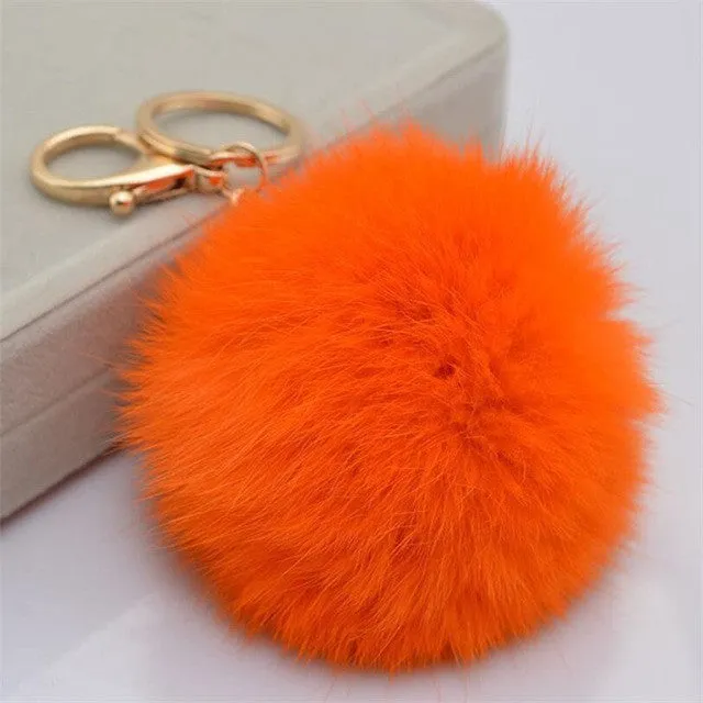 CHICDREAM Wholesale Fashion Chaveiro Keychain Fur Pom Pom Key Chain Real Rabbit Hair Bag Car Ornaments Fur Ball Pendants Trinket