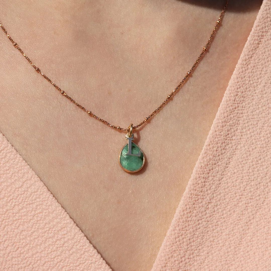 Chrysoprase Charm Necklace | Rose Gold | May