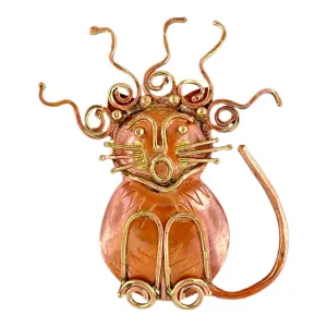 Copper Crazy Haired Cat Pendant!