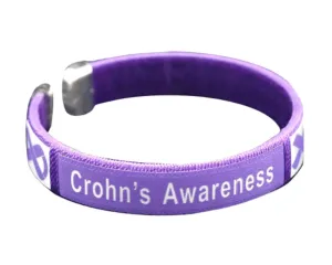 Crohn's Disease Awareness Purple Ribbon Bangle Bracelets