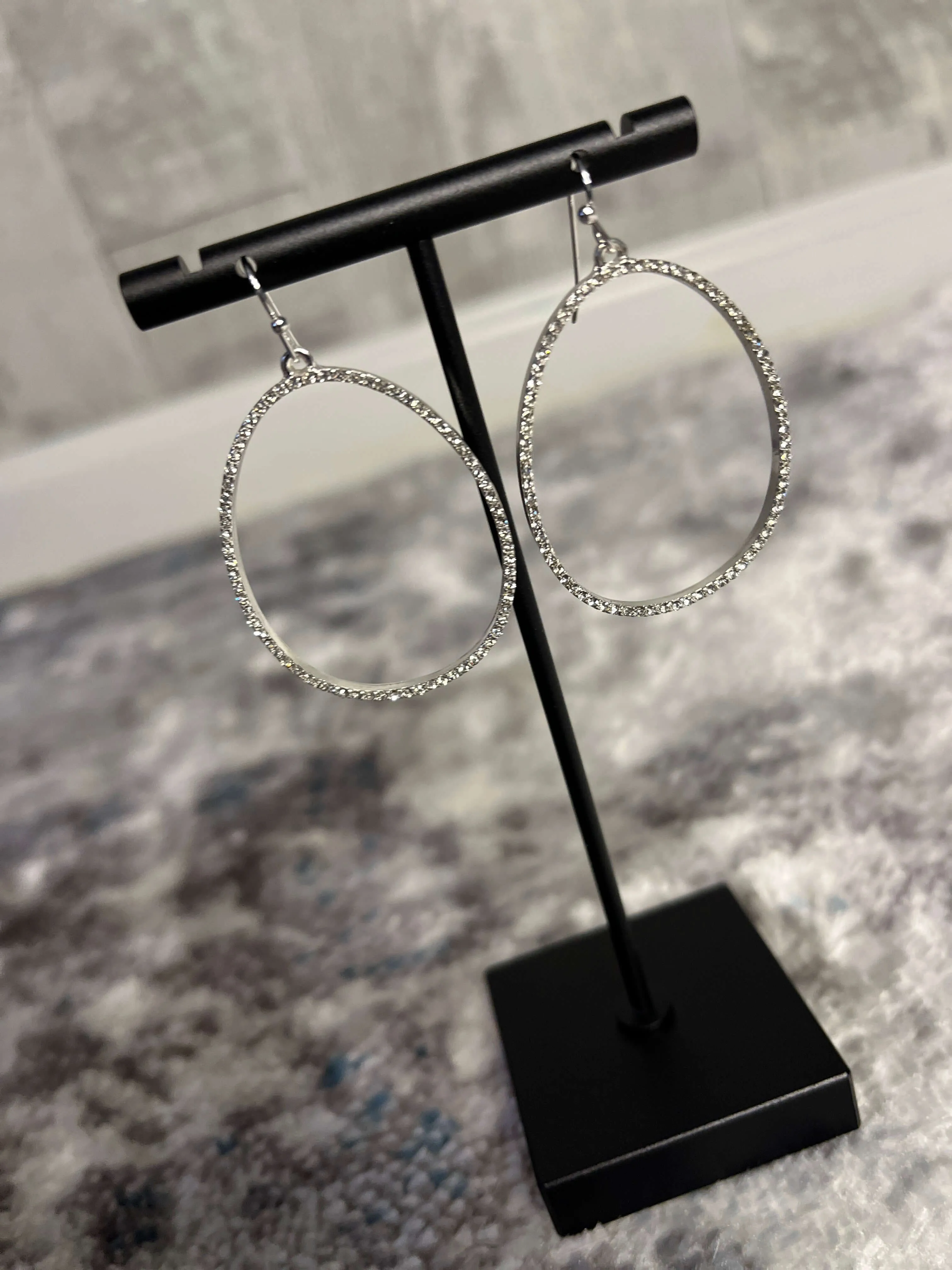 Crystal Teardrop Earrings - Silver