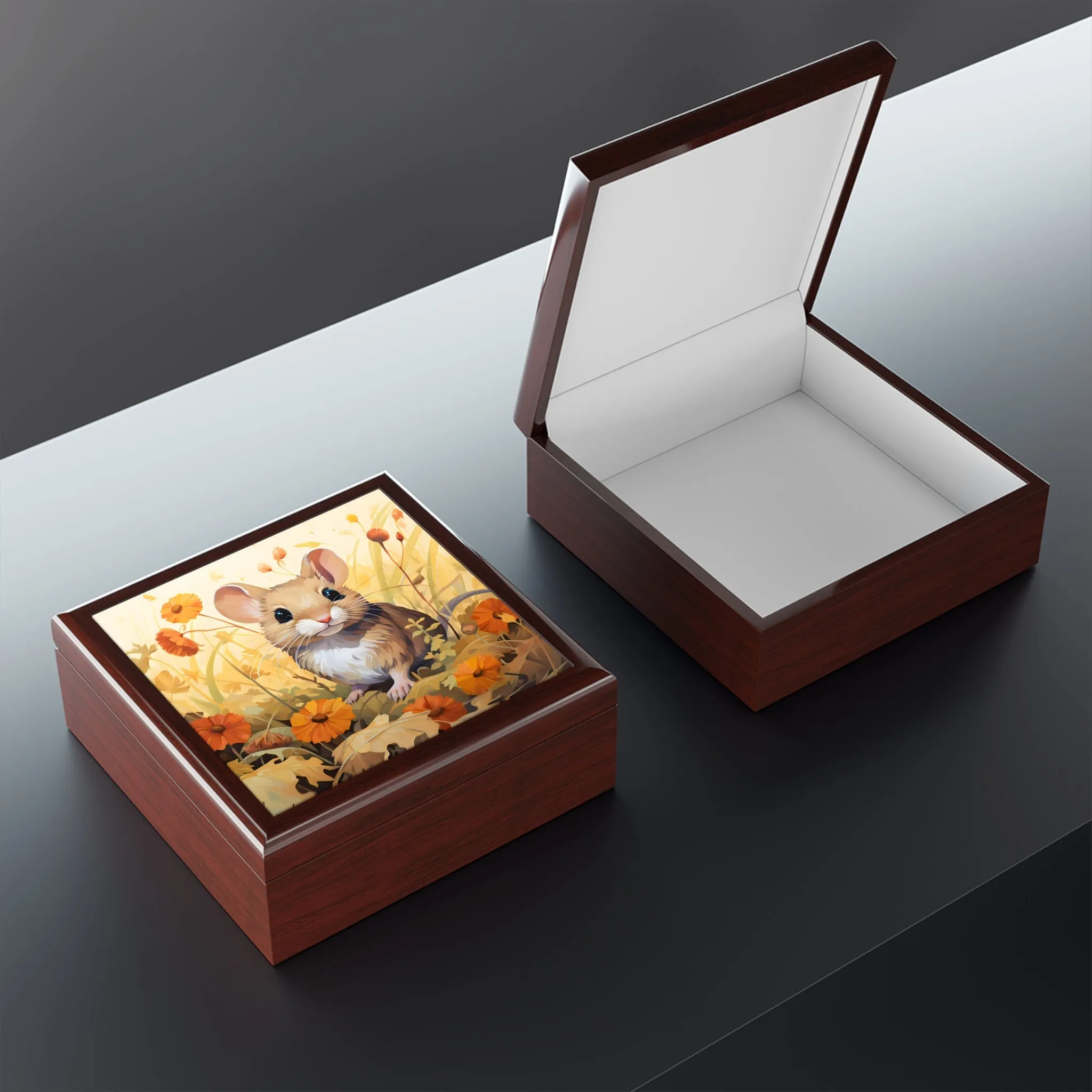 Cute Field Mouse Art Print Gift and Jewelry Box