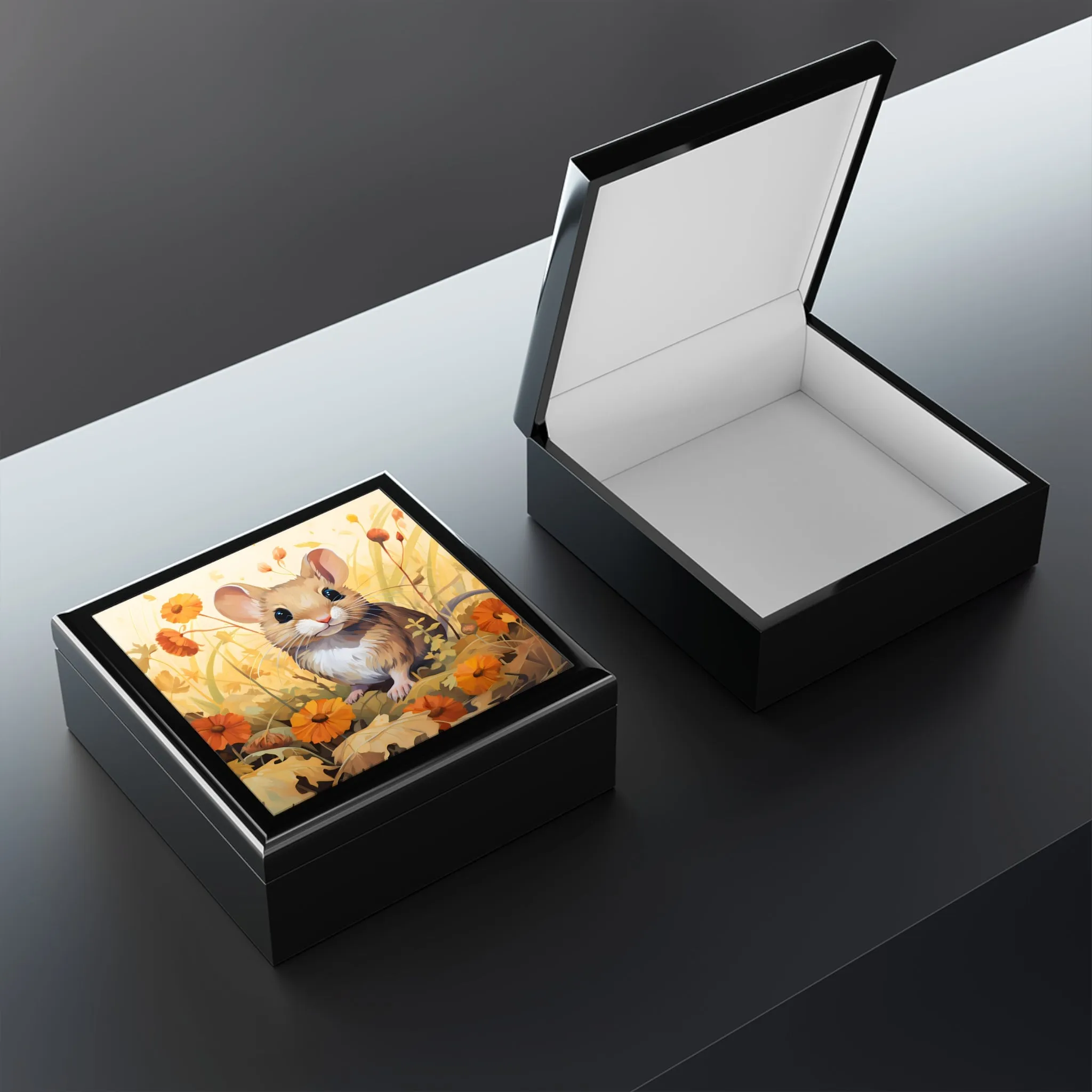 Cute Field Mouse Art Print Gift and Jewelry Box