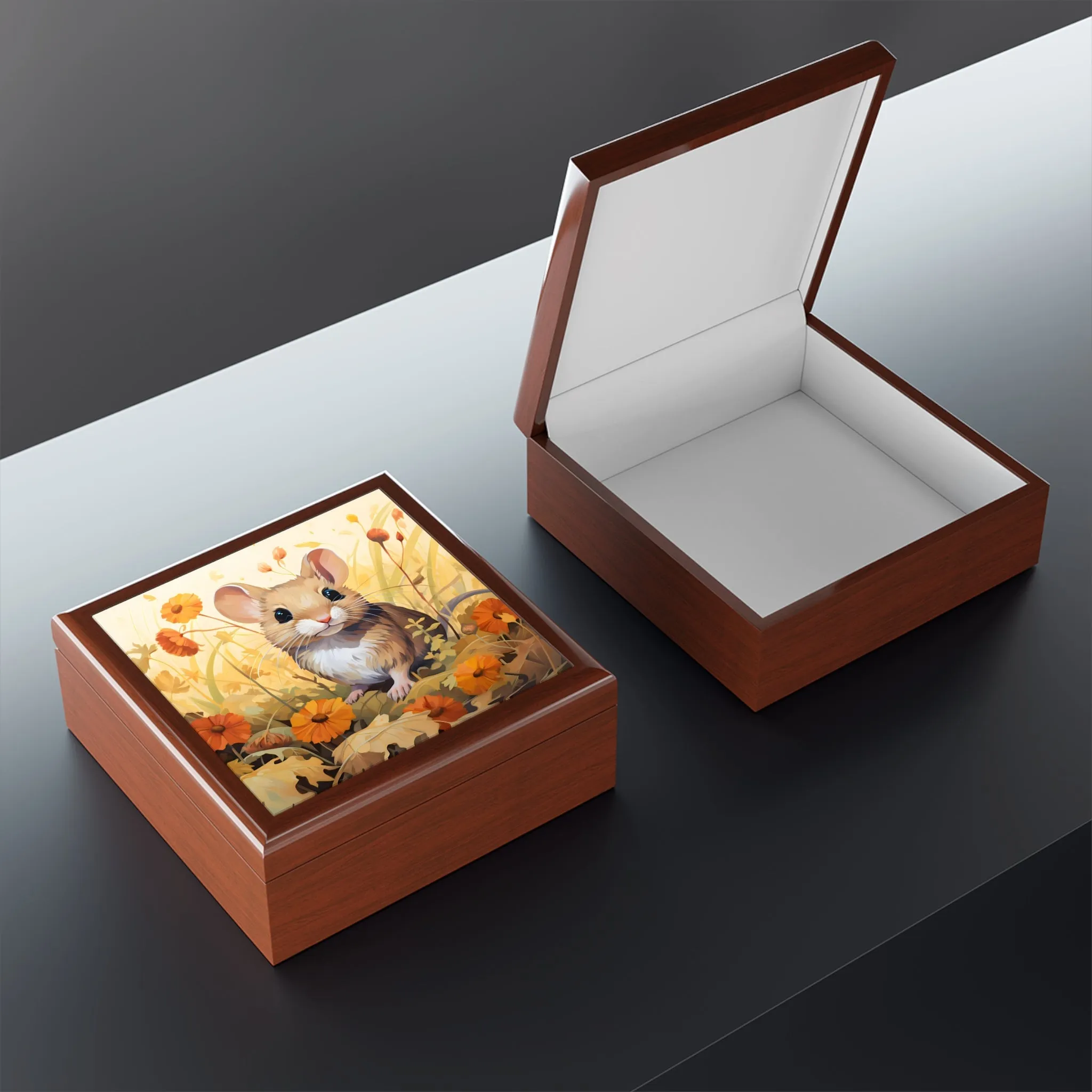 Cute Field Mouse Art Print Gift and Jewelry Box