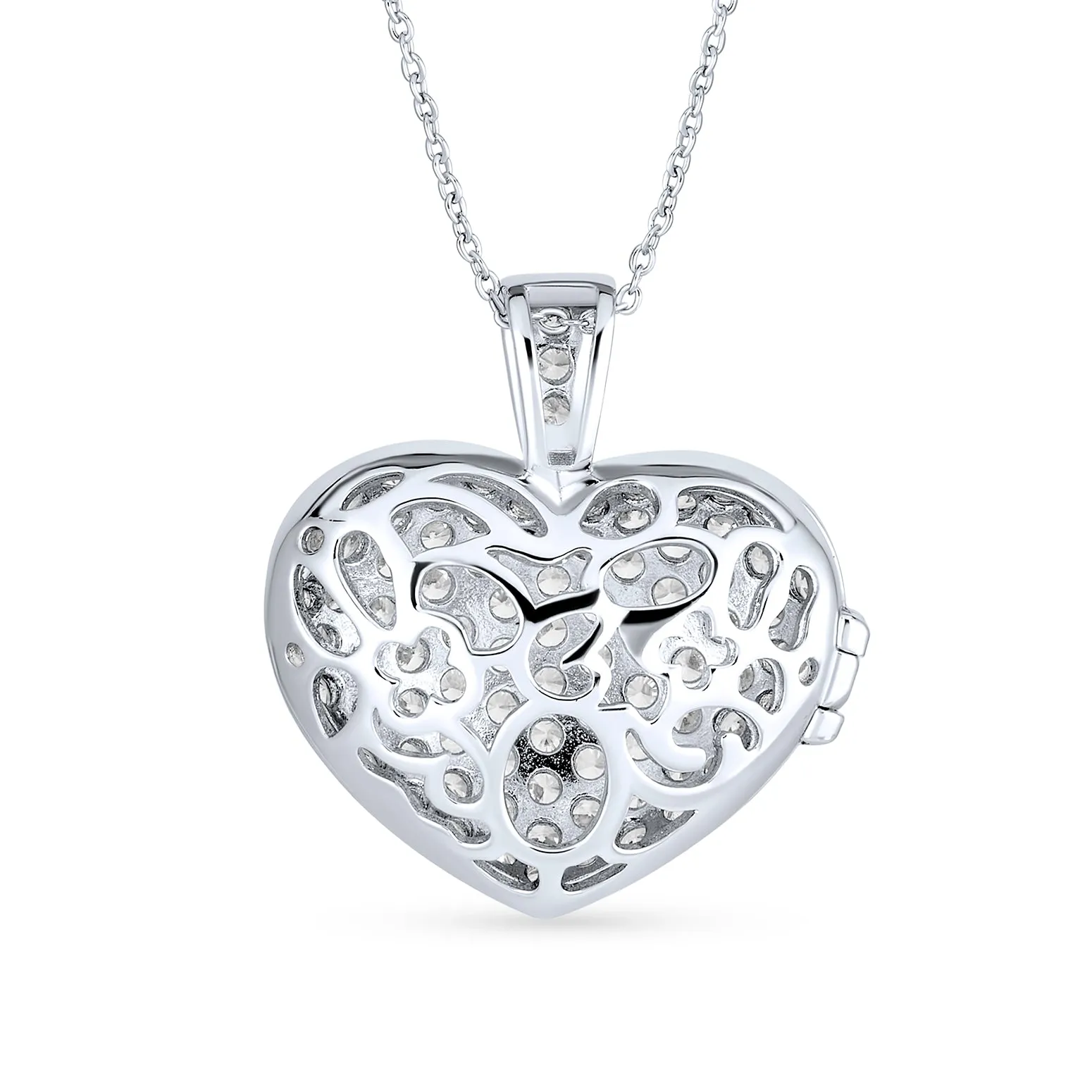 CZ Heart Flower Aromatherapy Essential Oil Perfume Diffuser Locket