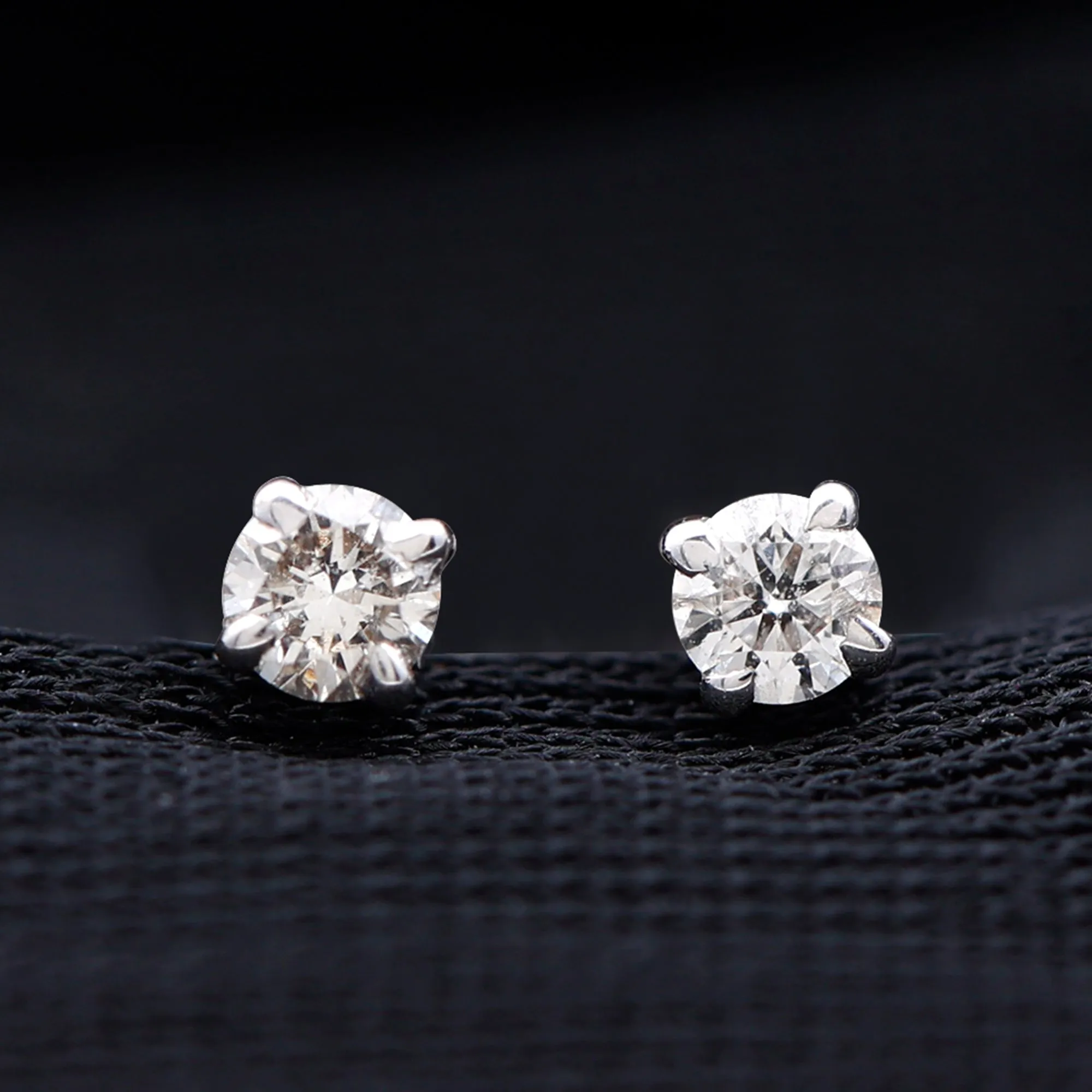 Dainty Diamond Solitaire Stud Earrings