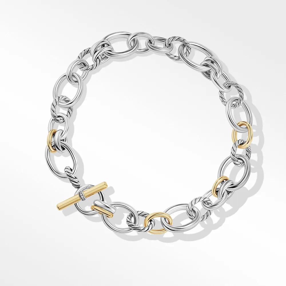 David Yurman DY Mercer™ Necklace in Sterling Silver with 18ct Yellow Gold and Pavé Diamonds