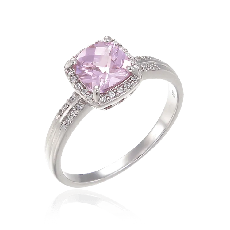 Dazzling Pink Ring with Sparkling Halo