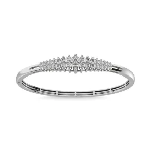 Diamond 3 ct tw Round Cut Pyramid Bangle in 14K White Gold