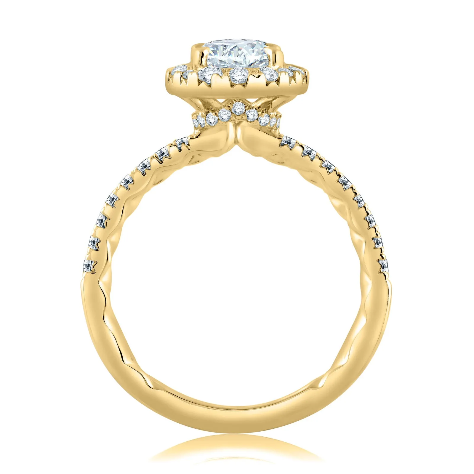 Diamond Halo Semi Mount Ring | 14k Yellow (1.50ct Head)