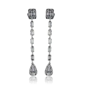 Diamond Line Drop Earrings