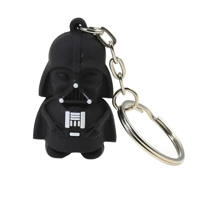 Doreen Box New Star War Silver Tone Soldier Warrior Pendant Round Iron Key Chains White Black 1 PC