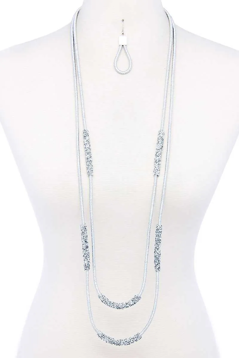 Double Layer Chic Long Necklace And Earring Set