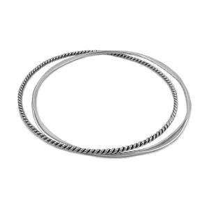 Double Stack Sterling Silver Bangles for Women